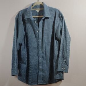 Haggar Men's Blue Plaid Button Down Shirt